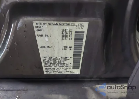 2017 Nissan Altima 2.5 Sl из США, поврежденный, VIN 1N4AL3AP7HC185852